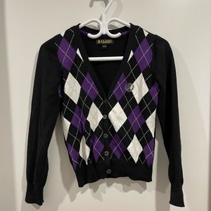 Cotton cardigan purple slim